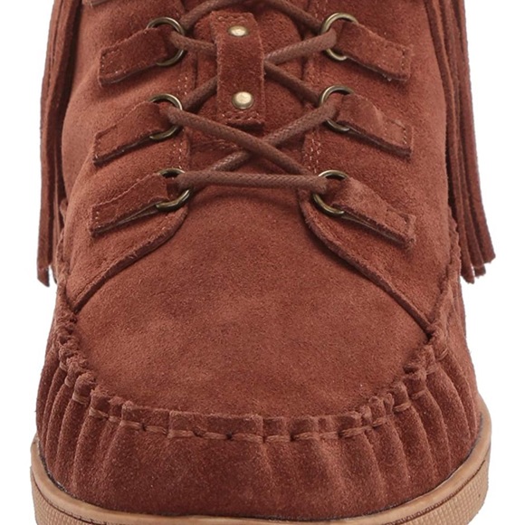 Zodiac Vera Leather Saddle Brown Fringe Boho Suede Moccasin Boots NWOT Size 7 - Picture 6 of 6